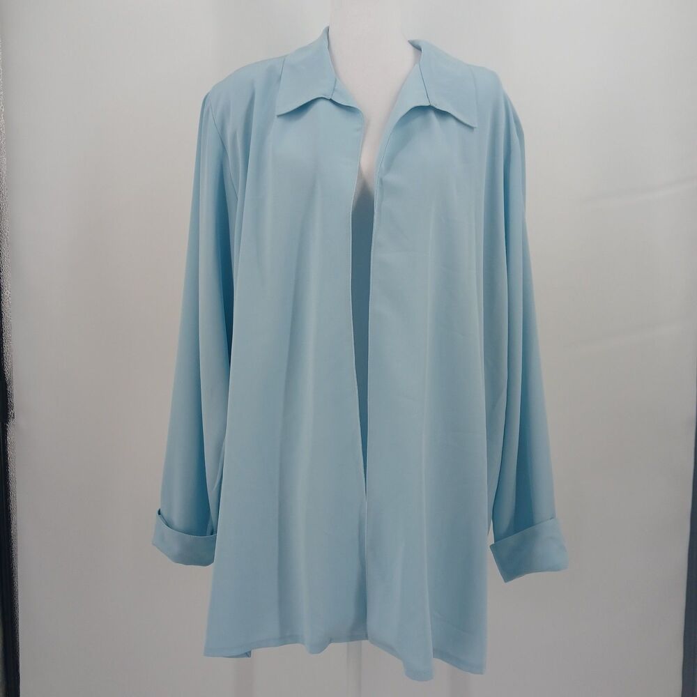 womans vintage drapers and damons plus size 20 light blue long sleeve open top